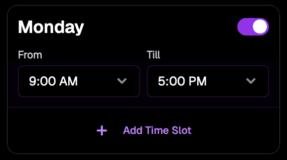 Availability settings